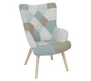 Fauteuil Motif Patchwork Bleu Et Gris - Damas