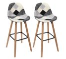 Lot De 2 Tabourets Scandinaves Noirs Et Blancs - Mozaik