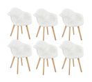 Lot De 6 Fauteuils Imitation Laine Motif Patchwork Blanc - Rohan