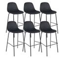 Lot De 6 Tabourets De Bar En Velours Côtelé Noir - Konae