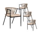 Lot De 4 Chaises Design Acier Noir Cordes Et Coussin Gris - Sunrise