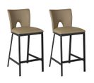 Lot De 2 Tabourets Métal Noir Et Simili Taupe - Catalia