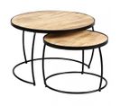 Lot De 2 Tables Basses Gigognes Métal Et Bois - Gizem