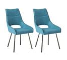 Lot De 2 Chaises Tissu Coloris Bleu - Amado