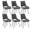 Lot De 6 Chaises Tissu Coloris Gris Anthracite - Amado