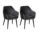 Lot De 2 Fauteuils Anthracite Piètement Noir - Heta