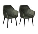 Lot De 2 Fauteuils Verts Piètement Noir - Heta