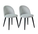 Lot De 2 Chaises Tissu Gris Piètement Bois Massif - Molly