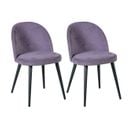 Lot De 2 Chaises Tissu Violet Piètement Bois Massif - Molly