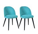 Lot De 2 Chaises Tissu Bleu Piètement Bois Massif - Molly