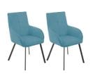 Lot De 2 Fauteuils Bleus Piètement Gris Mat - Catila