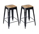 Lot De 2 Tabourets Industriels Bois Et Acier H64cm - Steve