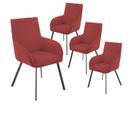 Lot De 4 Fauteuils Rouges Piètement Gris Mat - Catila