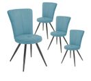 Lot De 4 Chaises Matelassées Bleues - Paril