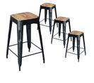 Lot De 4 Tabourets Industriels Bois Et Acier H64cm - Steve