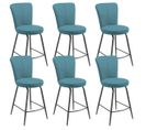 Lot De 6 Tabourets De Bar Matelassés Bleus - Paril