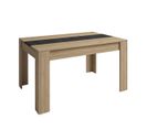 Table De Repas 140cm Effet Chêne Naturel Et Noir - Pinia