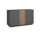 Buffet Bas 3 Portes Coloris Gris Anthracite Et Effet Noyer - Paneia Dark