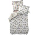 Parure De Lit Coton Motif Arc-en-ciel Housse De Couette 140x200cm + Taie D'oreiller - Cielo