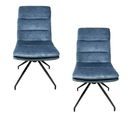 Chaise De Salle à Manger Pivotante En Velours Bleu (lot De 2) Palerme