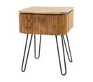 Table De Chevet En Bois De Manguier Motif Baguette Avec Pieds Épingle Delhi