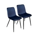 Chaise à Rayures Velours Bleu Foncé (lot De 2) Malang