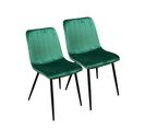 Chaise à Rayures Velours Vert Sapin (lot De 2) Malang