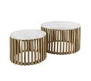 Table Basse En Marbre Blanc Et Bois De Manguier (lot De 2) Delhi