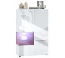 Vitrine Blanc Mat Et Brillant Insertion Bordeaux Laquée  (lxhxp) : 91,5 X 136,5 X 37 Cm + LED Blanc