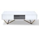 Table Basse Laqué/acier Jazz - Blanc/gris/gold - Blanc