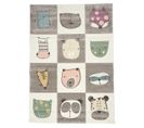 Tapis Enfant 80x150 Rectangle Tissé Gris Motif Animaux Zoo 2