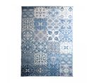 Tapis Entrée 80x150 Tissé Bleu Et Beige Rectangle Motif Oriental Af1 Tchimeto