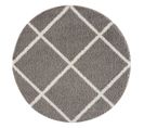 Tapis Longs Poils Shaggy Ø80cm Rond Tissé Gris Motif Scandinave Sg Madrag