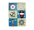 Tapis Enfant 120x170 Rectangle Tissé Bleu Et Vert Kid Pirate