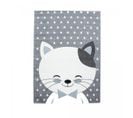 Tapis Enfant 80x150 Kid Chat Bleu, Gris, Blanc