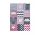 Tapis Enfant 80x150 Rectangle Tissé Rose Et Gris Kid Heart