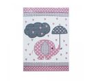 Tapis Enfant 160x230 Tissé Rose Et Gris Motif Animaux Kid Rain