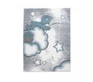 Tapis Enfant 80x150 Rectangle Tissé Bleu Et Gris Kid Sky