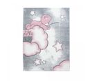 Tapis Enfant 160x230 Rectangle Tissé Rose Et Gris Kid Sky