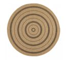 Tapis Salon 160x160 Rond Jute Art 5 Beige, Noir