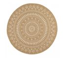 Tapis Extérieur Ø80cm Rond Tissé Kilim Beige Et Blanc Jute Art 6