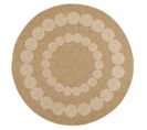 Tapis Extérieur Ø80cm Rond Tissé Kilim Beige Et Blanc Jute Art 8