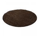 Tapis Poils Longs Shaggy Ø160cm Rond Tissé Marron Motif Uni Uni L