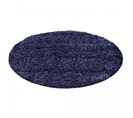 Tapis Poils Longs Shaggy Ø120cm Rond Tissé Bleu Marine Motif Uni Uni L