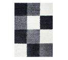 Tapis Shaggy 60x110 Carré à Gris, Noir, Crème