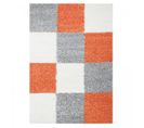 Tapis Shaggy 80x250 Carré à Orange, Gris, Crème