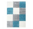 Tapis Poils Longs Shaggy 200x290 Rectangle Tissé Bleu Ciel Et Gris