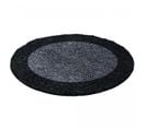 Tapis Shaggy 200x200 Rond Bordure Gris, Anthracite