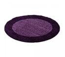 Tapis Poils Longs Shaggy Ø200cm Rond Tissé Violet Et Pourpre Motif Simple