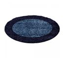 Tapis Poils Longs Shaggy Ø200cm Rond Tissé Bleu Et Bleu Foncé Motif Simple